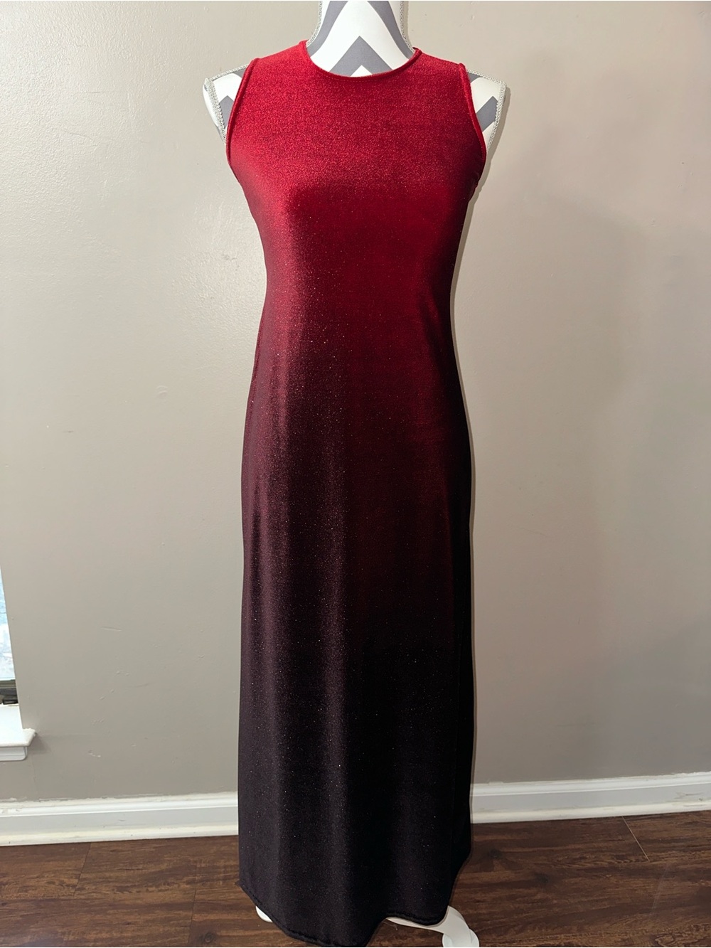 Y2K Casual Corner Maxi Dress Sz 6 Velour Ombré Shimmer Formal Vintage